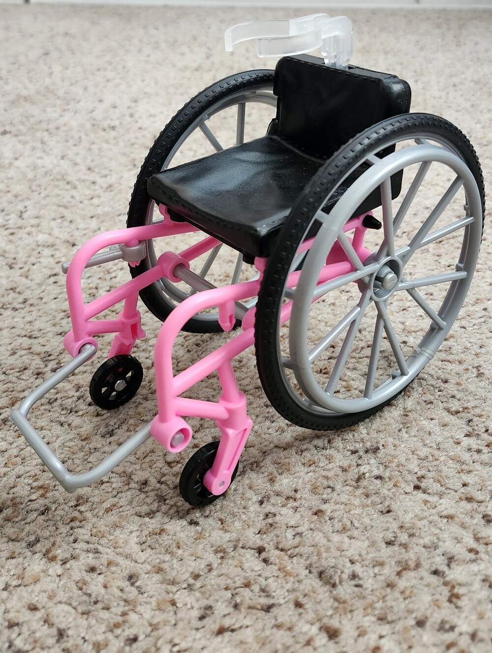 Barbie Pink and Black Kids Toy Wheelchair - Play Accessory